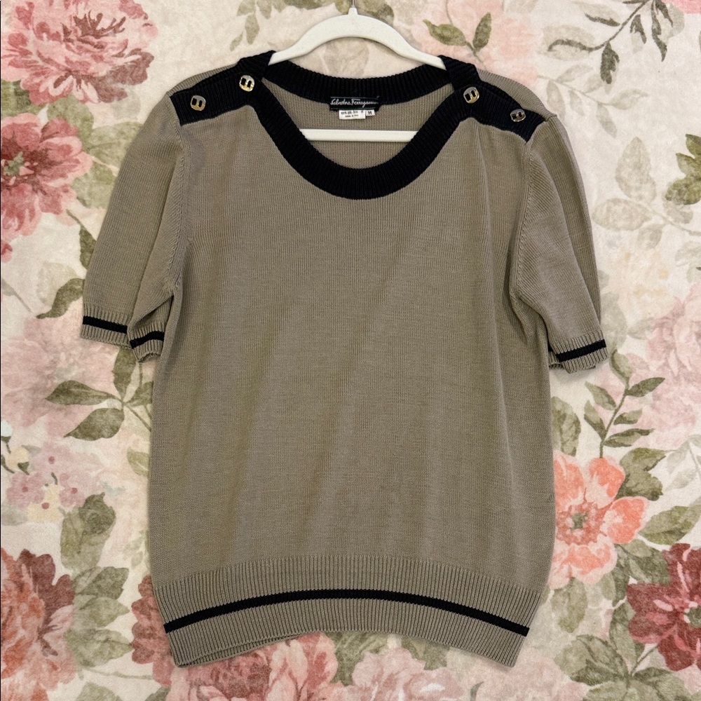 Salvatore Ferragamo Tan and Black Women's Top